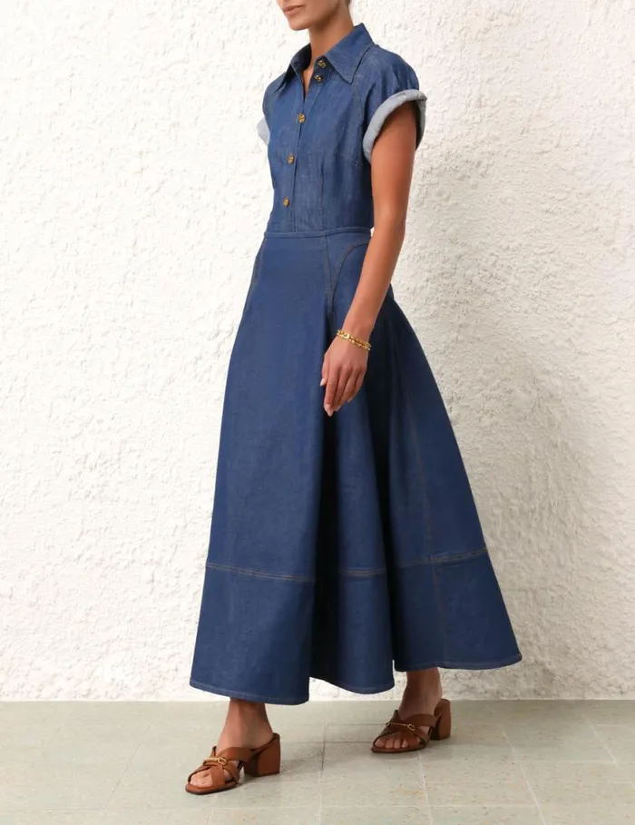 Zimmermann Skirts Matchmaker Denim Flare Skirt Railway Blue 8211 Women