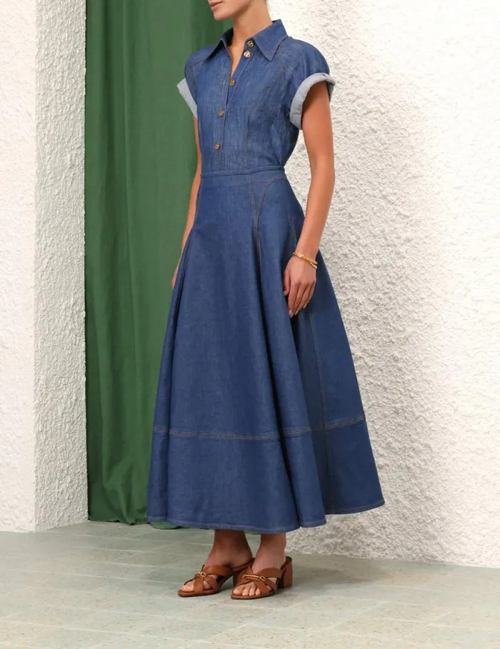 Zimmermann Skirts Matchmaker Denim Flare Skirt Railway Blue 8211 Women