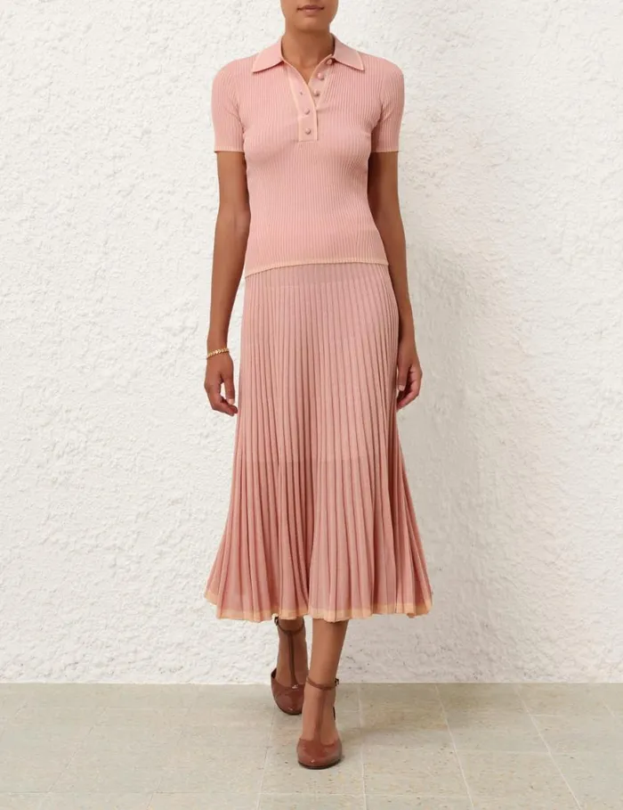 Zimmermann Skirts Metallic Midi Skirt Peach 8211 Women