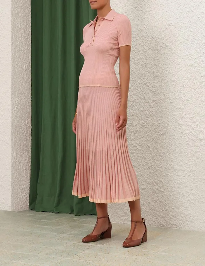 Zimmermann Skirts Metallic Midi Skirt Peach 8211 Women