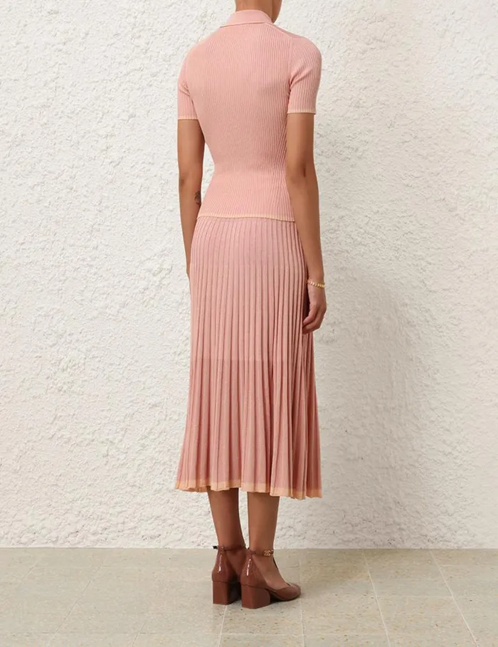 Zimmermann Skirts Metallic Midi Skirt Peach 8211 Women