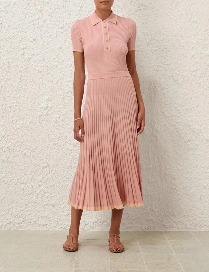 Zimmermann Skirts Metallic Midi Skirt Peach 8211 Women
