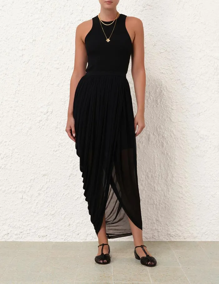 Zimmermann Skirts Natura Jersey Draped Skirt Black 8211 Women