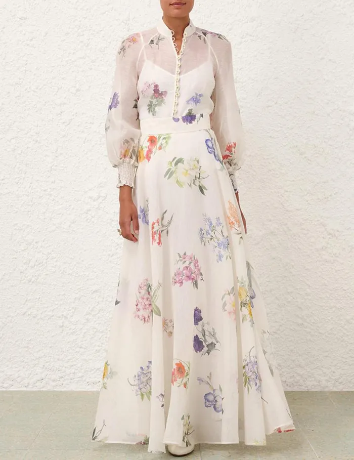 Zimmermann Skirts Natura Maxi Skirt Multi Botanical Ivory 8211 Women