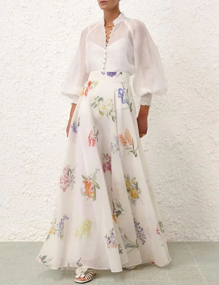 Zimmermann Skirts Natura Maxi Skirt Multi Botanical Ivory 8211 Women