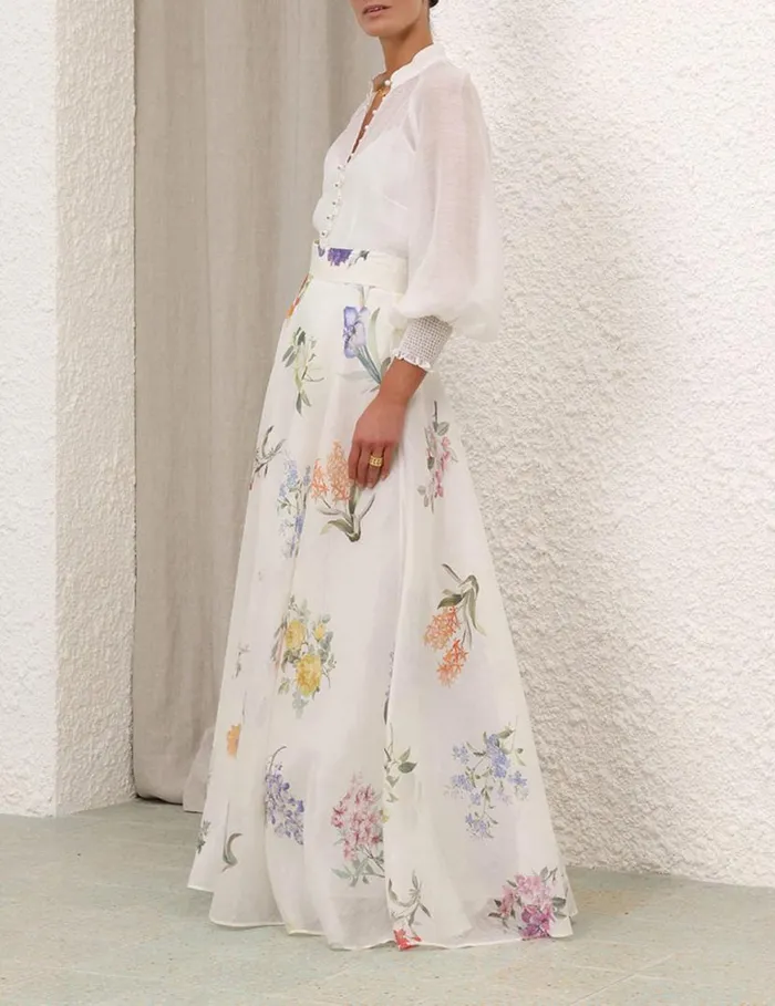 Zimmermann Skirts Natura Maxi Skirt Multi Botanical Ivory 8211 Women