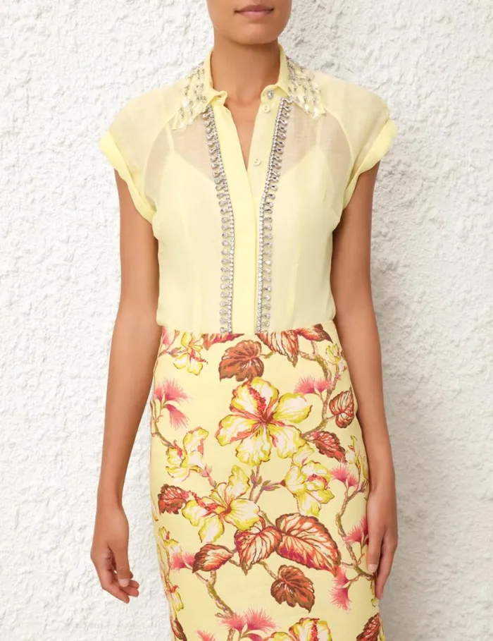 Zimmermann Tops Matchmaker Diamante Blouse Lemon 8211 Women