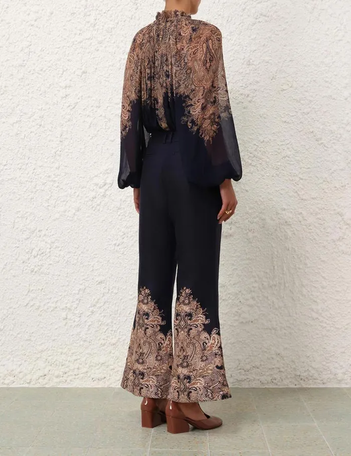 Zimmermann Tops Natura Billow Blouse Navy Paisley 8211 Women