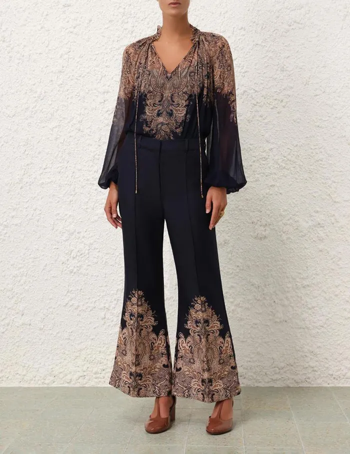 Zimmermann Tops Natura Billow Blouse Navy Paisley 8211 Women