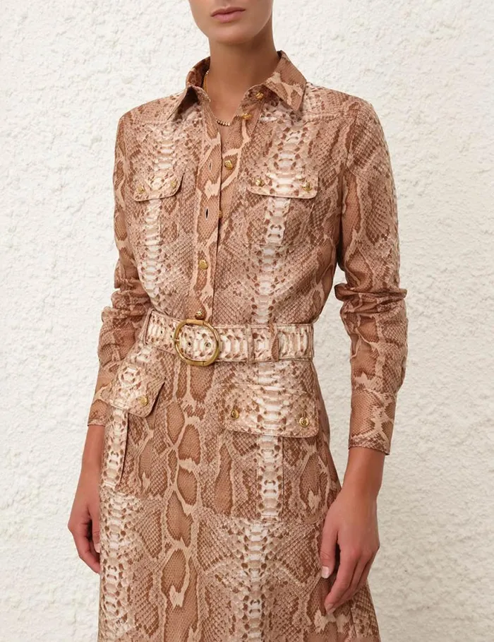 Zimmermann Tops Natura Safari Body Shirt Tan Snake 8211 Women
