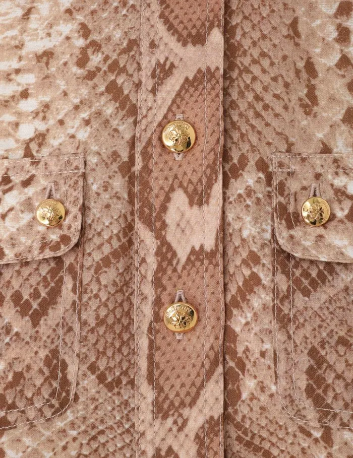 Zimmermann Tops Natura Safari Body Shirt Tan Snake 8211 Women