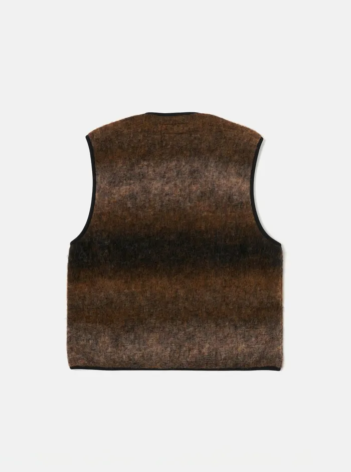 Zip Gilet In Brown Ombre Fleece Men Universal Works Waistcoats and Gilets